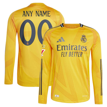 Real Madrid adidas 2024/25 Away Long Sleeve Custom Jersey - Orange