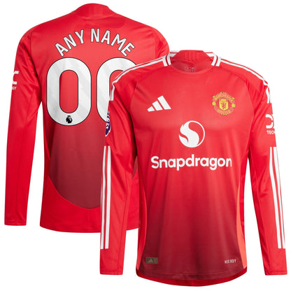 Manchester United adidas 2024/25 Home Custom Long Sleeve Jersey - Red