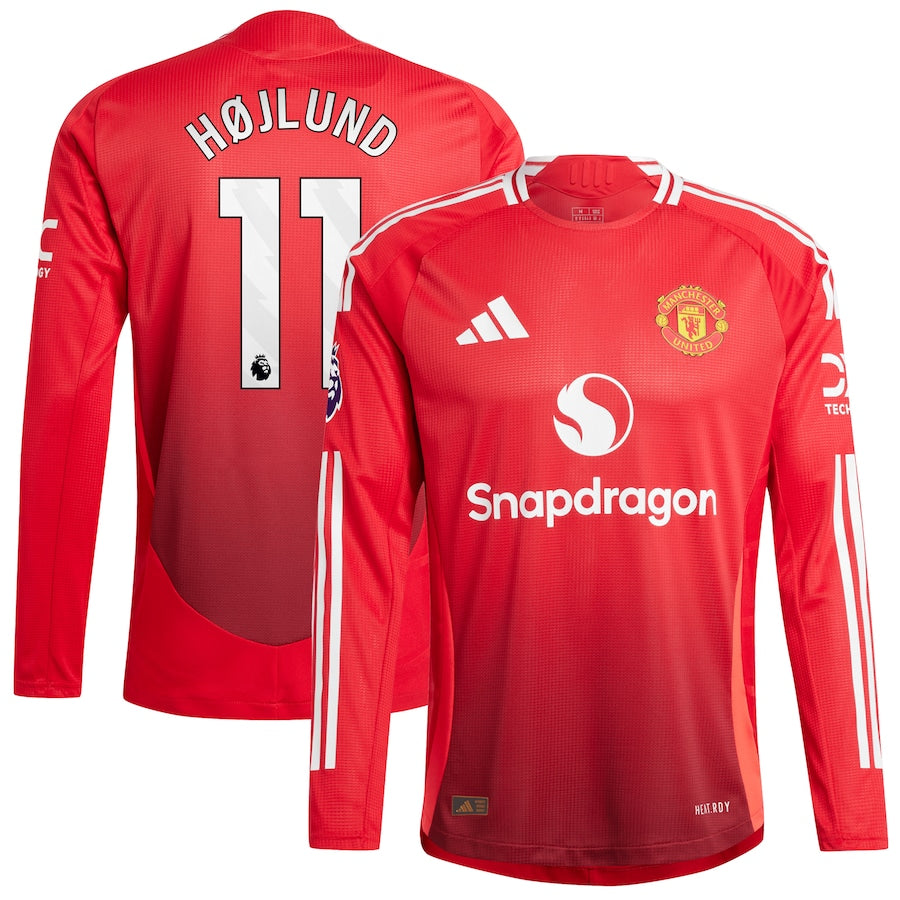 Rasmus Højlund Manchester United 2024/25 Home Long Sleeve Player Jersey - Red