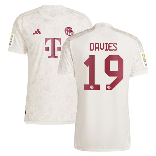 Alphonso Davies Bayern Munich Adidas 2023/24 Third Jersey - White