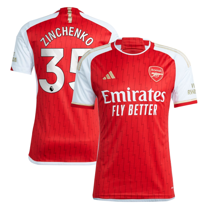 Arsenal Team 2023-24 with Zinchenko 35 printing Jersey - Red