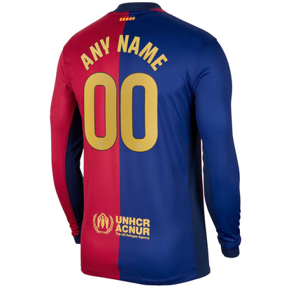 Barcelona Nike 2024/25 Home Long Sleeve Custom Jersey - Royal