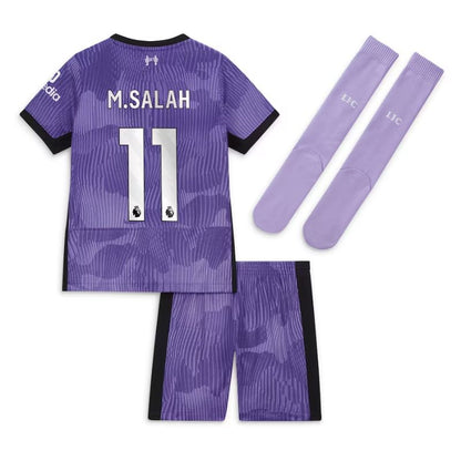 Liverpool Third Kit 2023-24 - Little Kids with M.Salah 11 printing Jersey - Purple