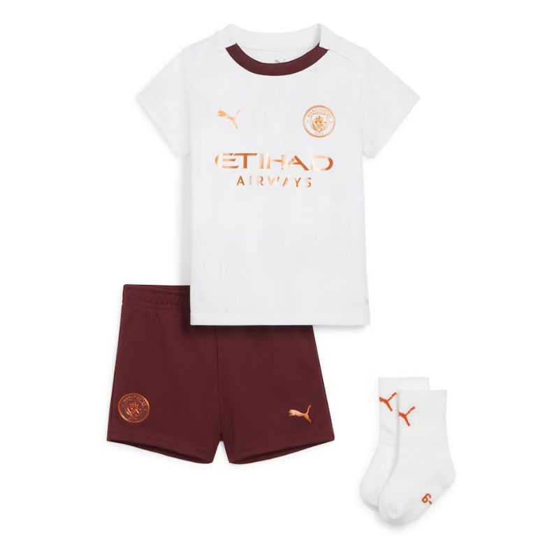 Manchester City Away Kids kit 2023-24 with Haaland 9 printing Jersey - White