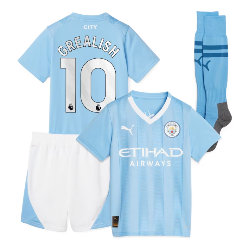 Manchester City Home Minikit Puma 2023-24 Jersey Grealish 10 printing - Blue