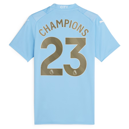 Manchester City Home Shirt 2023-24 - Jersey Champions 23 printing - Blue