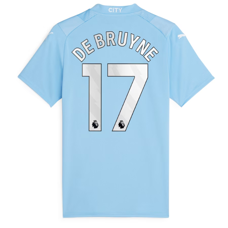 Manchester City Home Shirt 2023-24 - with De Bruyne 17 printing Jersey - Blue