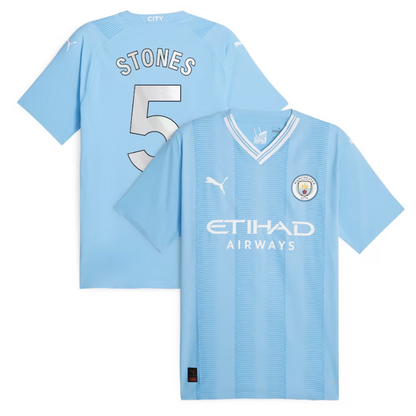 Manchester City Team 2023-24 withJersey Stones 5 printing - Sky Blue