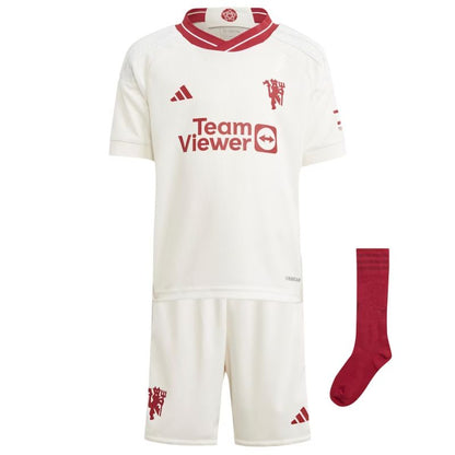 Manchester United Third Minikit 2023-24 Kids Custom Jersey - White