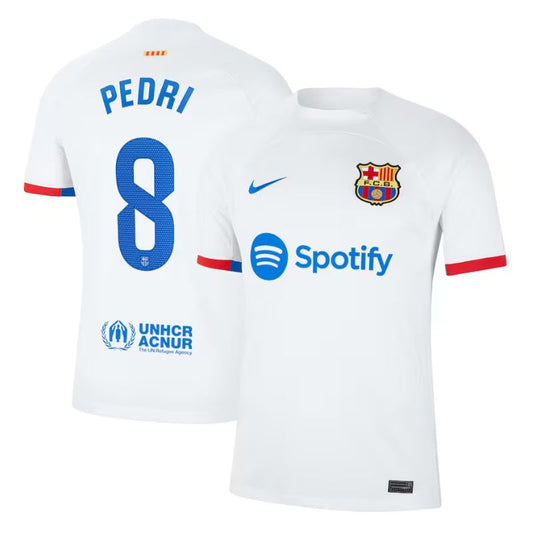 Pedri Barcelona 2023/24 Away Jersey - White