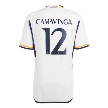 Real Madrid Home Adidas 2023-24 with Camavinga 12 printing Player Jersey - White