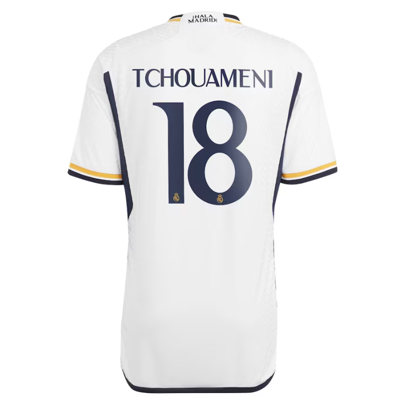 Real Madrid Home Shirt 2023-24 with Tchouaméni 18 printing Player Jersey - White