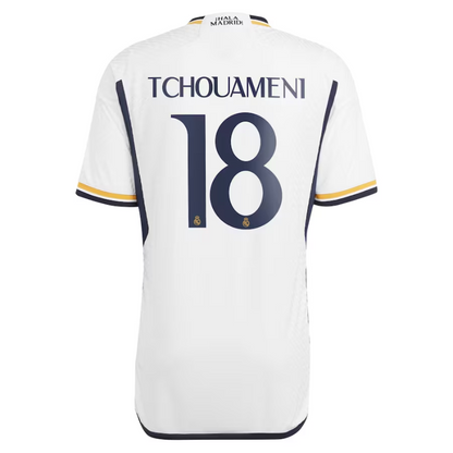 Real Madrid Home Shirt 2023-24 with Tchouaméni 18 printing Player Jersey - White