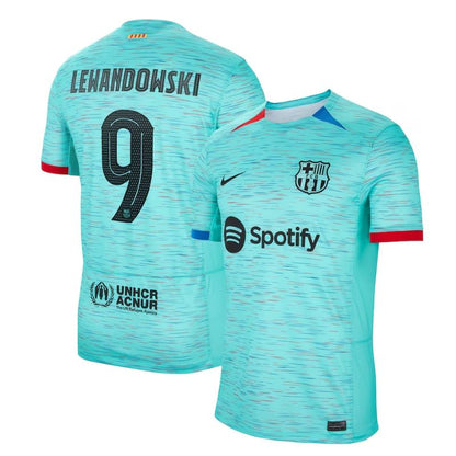 Robert Lewandowski Barcelona 2023/24 Third Jersey - Aqua