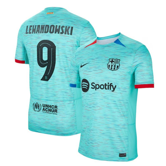 Robert Lewandowski Barcelona 2023/24 Third Jersey - Aqua