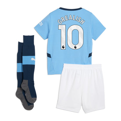 Manchester City PUMA Home Minikit 2024-25 with Grealish 10 printing Jersey - Blue