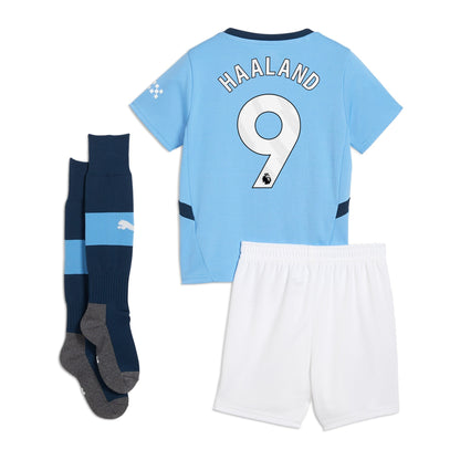 Manchester City PUMA Home Minikit 2024-25 with Haaland 9 printing Jersey - Blue