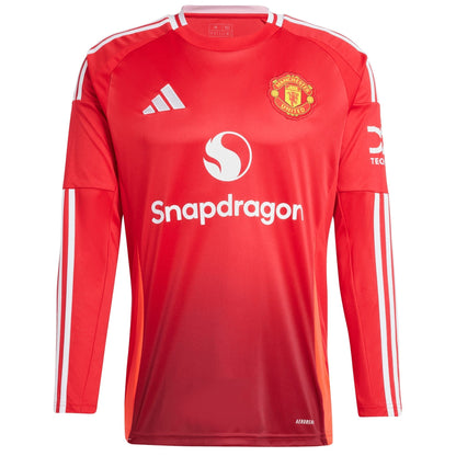 Manchester United adidas Home Shirt 2024-25 - Long Sleeve with Mainoo 37 printing - Red