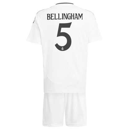 Real Madrid adidas Home Kids 2024-25 with Bellingham 5 printing Jersey - White