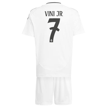 Real Madrid adidas Home Youthkit 2024-25 with Vini Jr. 7 printing Jersey - White